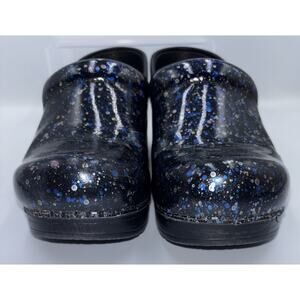 Dansko Women's Pro XP Clogs EU 38 US 7.5-8 Black Patent Splatter Comfort Shoes